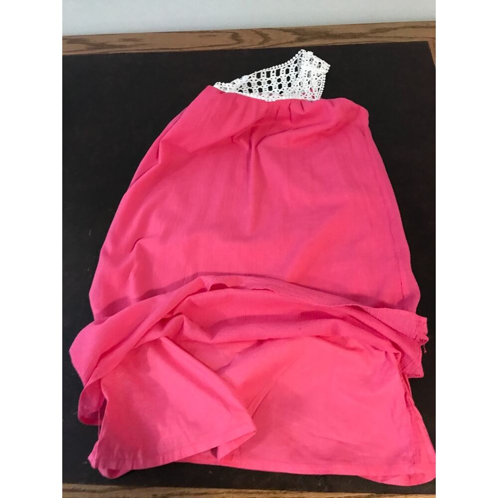 Lilly Pulitzer Sydney Crinkle Dress Daquiri Pink Crochet Neck Size 12 - Picture 5 of 13